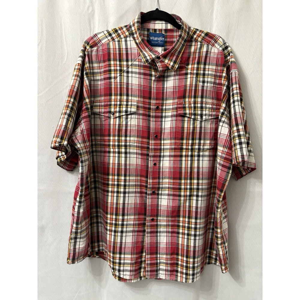 Wrangler Western Shirt Size 2XL Plaid Short Sleeve‎ snaps